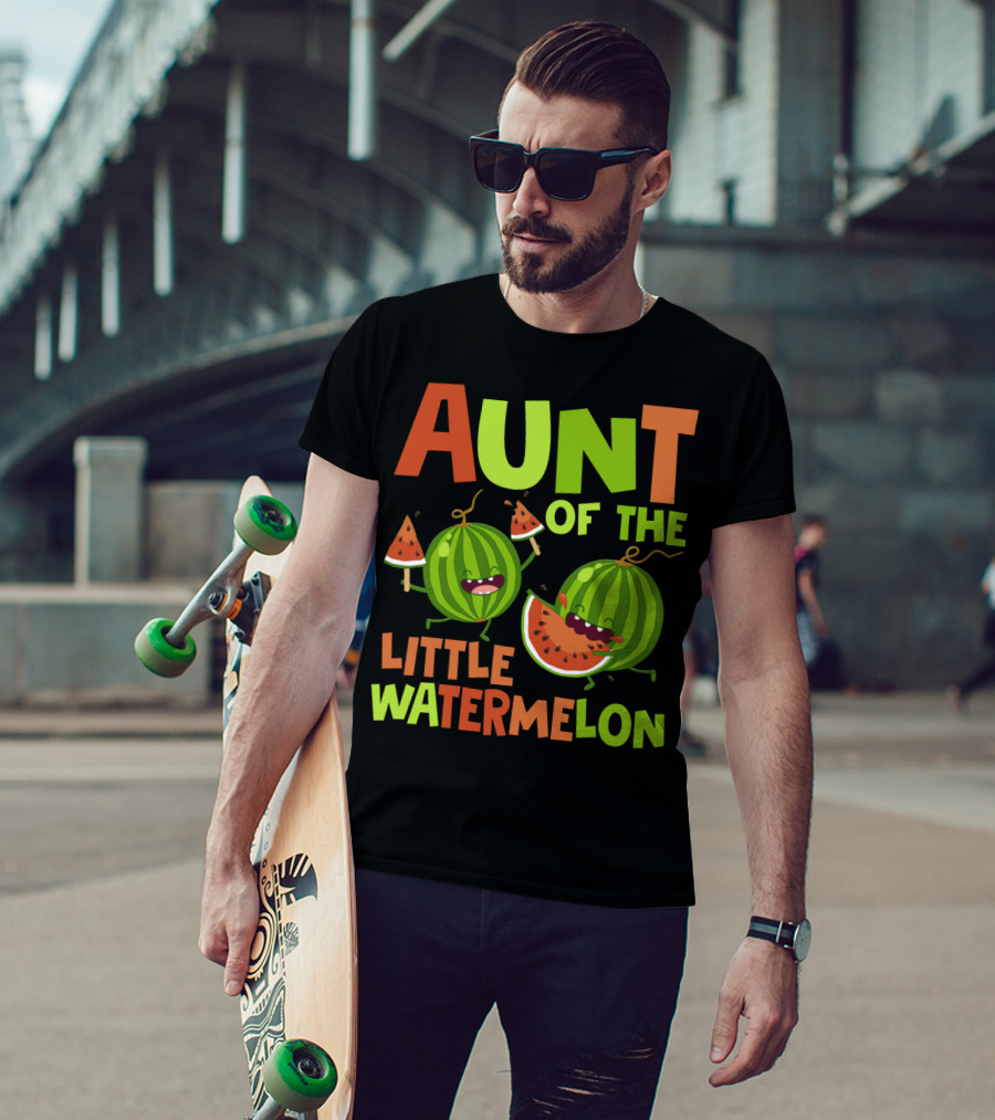 Aunt Of The Little Watermelon Funny Birthday Family T-Shirt