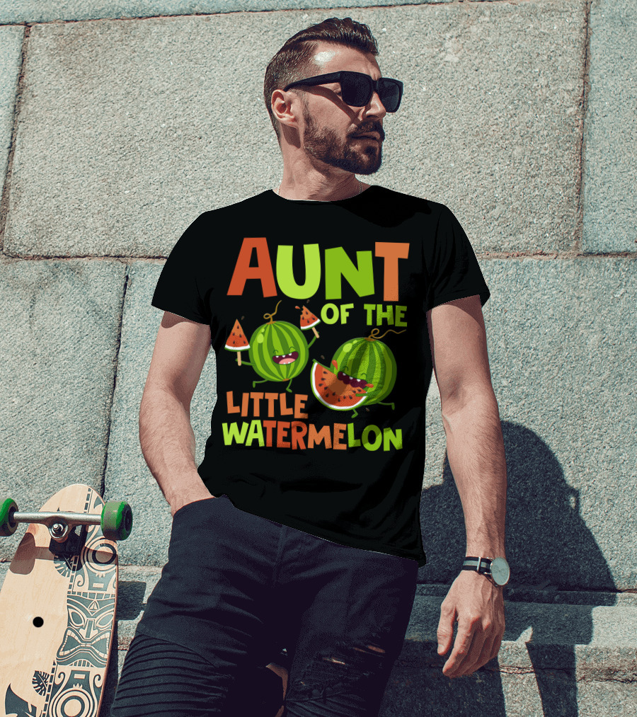 Aunt Of The Little Watermelon Funny Birthday Family T-Shirt