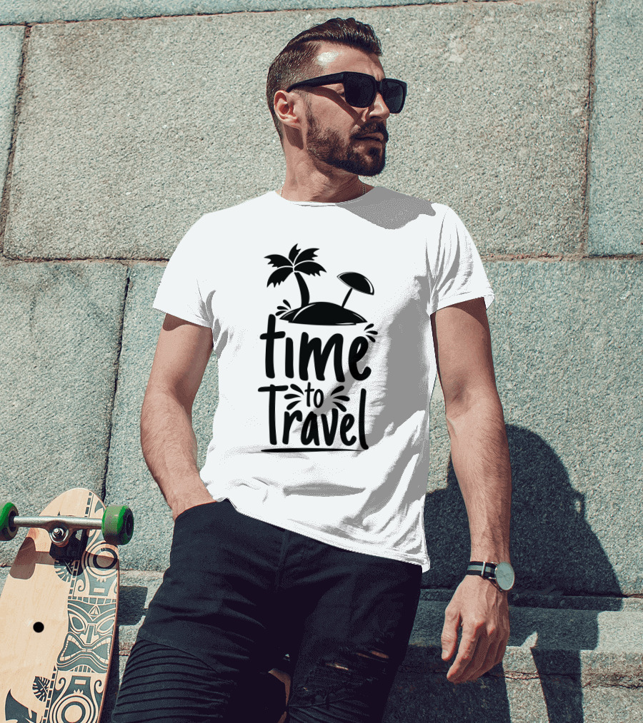 Time To Travel Beach Paradise Palm Island Adventure T-Shirt