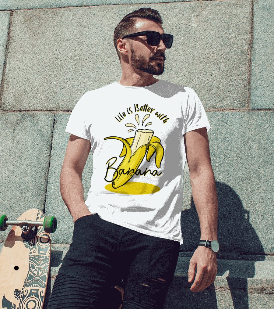 Life Is Better With Banana Humor Yellow Splash T-Shirt