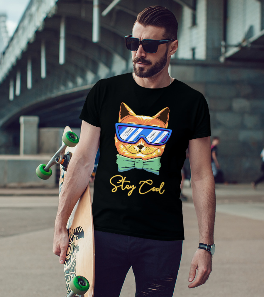Stay Cool Cat With Sunglasses And Bowtie T-Shirt