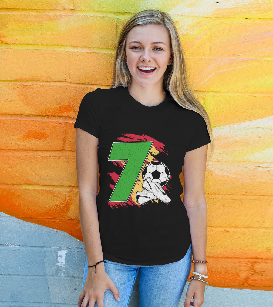 Kinder Geburtstag 7 Jahre Fußball Schuhe Deutschland Flagge Ball T-Shirt