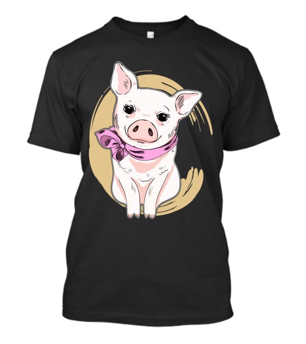 Funny Pig Wearing Pink Scarf T-Shirt