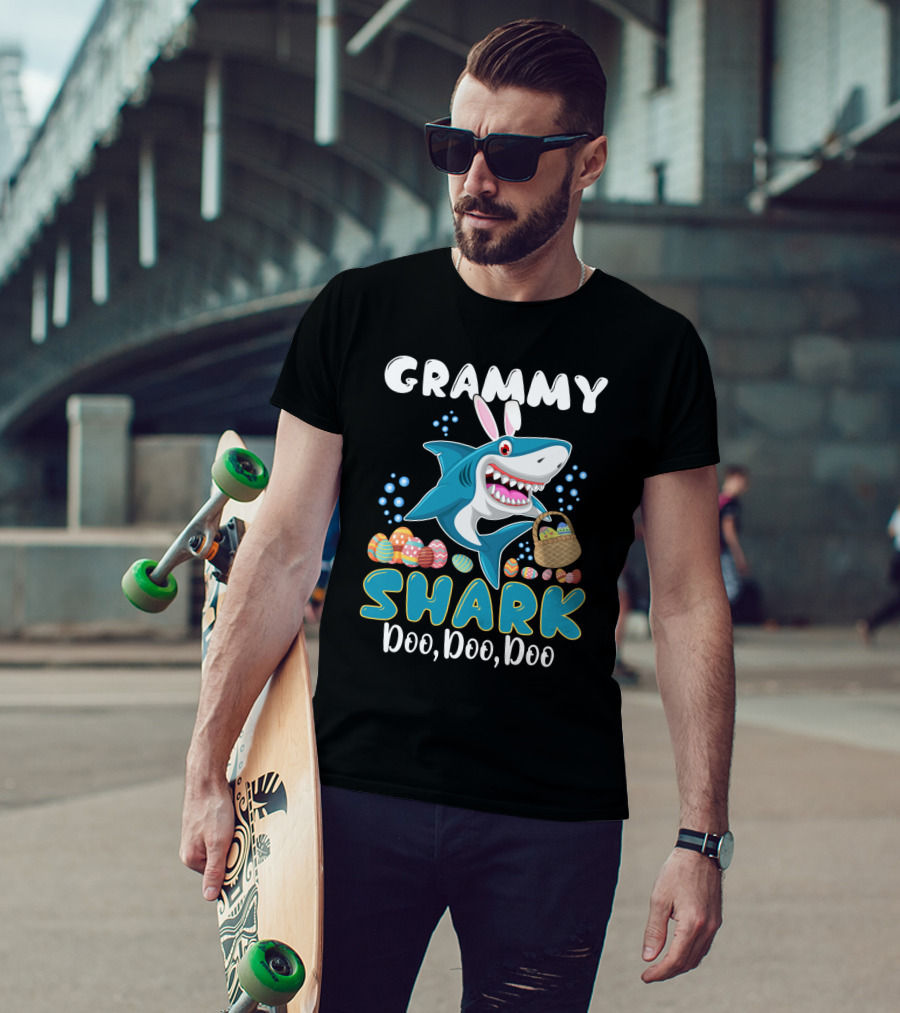Grammy Shark Doo Doo Doo Bunny Ear Easter Egg Hunt T-Shirt