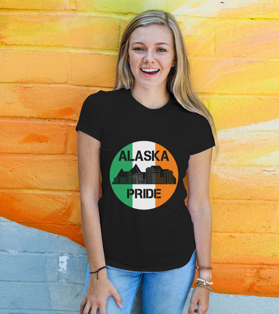 Alaska Pride Skyline With Irish Flag Colors T-Shirt