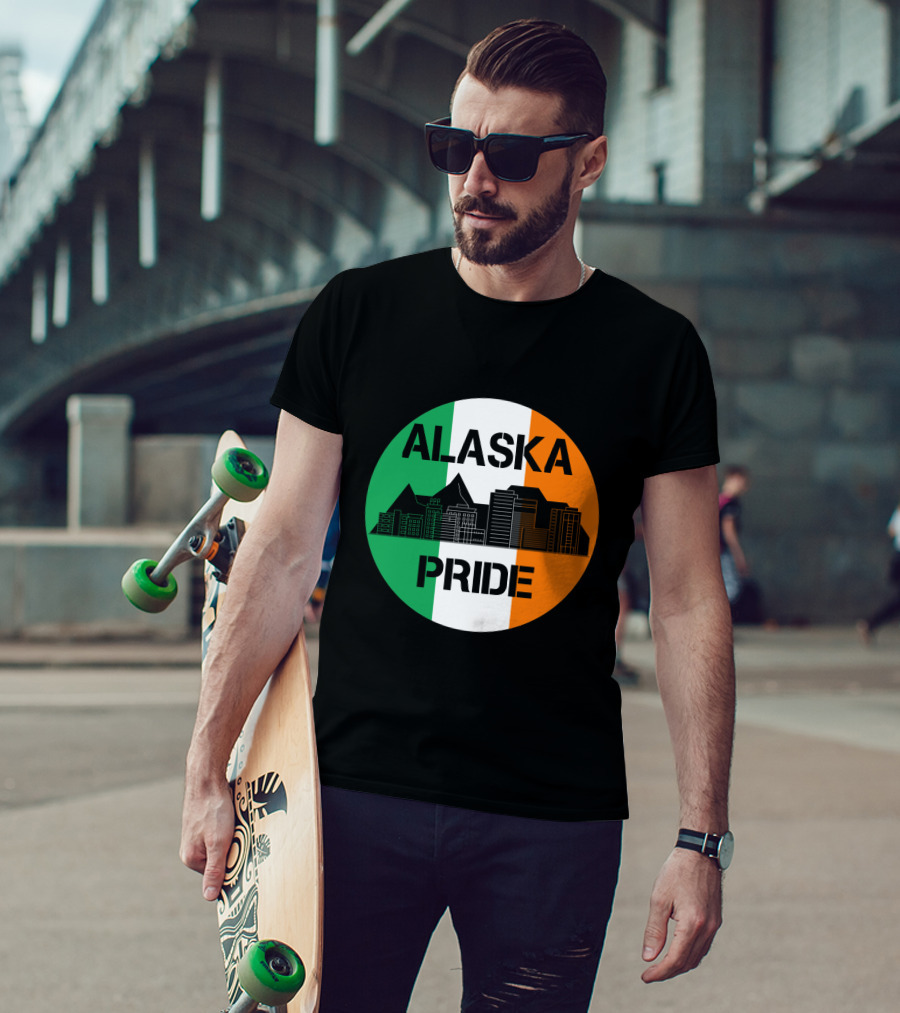 Alaska Pride Skyline With Irish Flag Colors T-Shirt