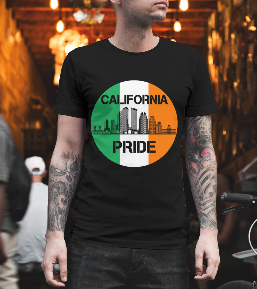 California Pride Skyline with Irish Flag Elements T-Shirt