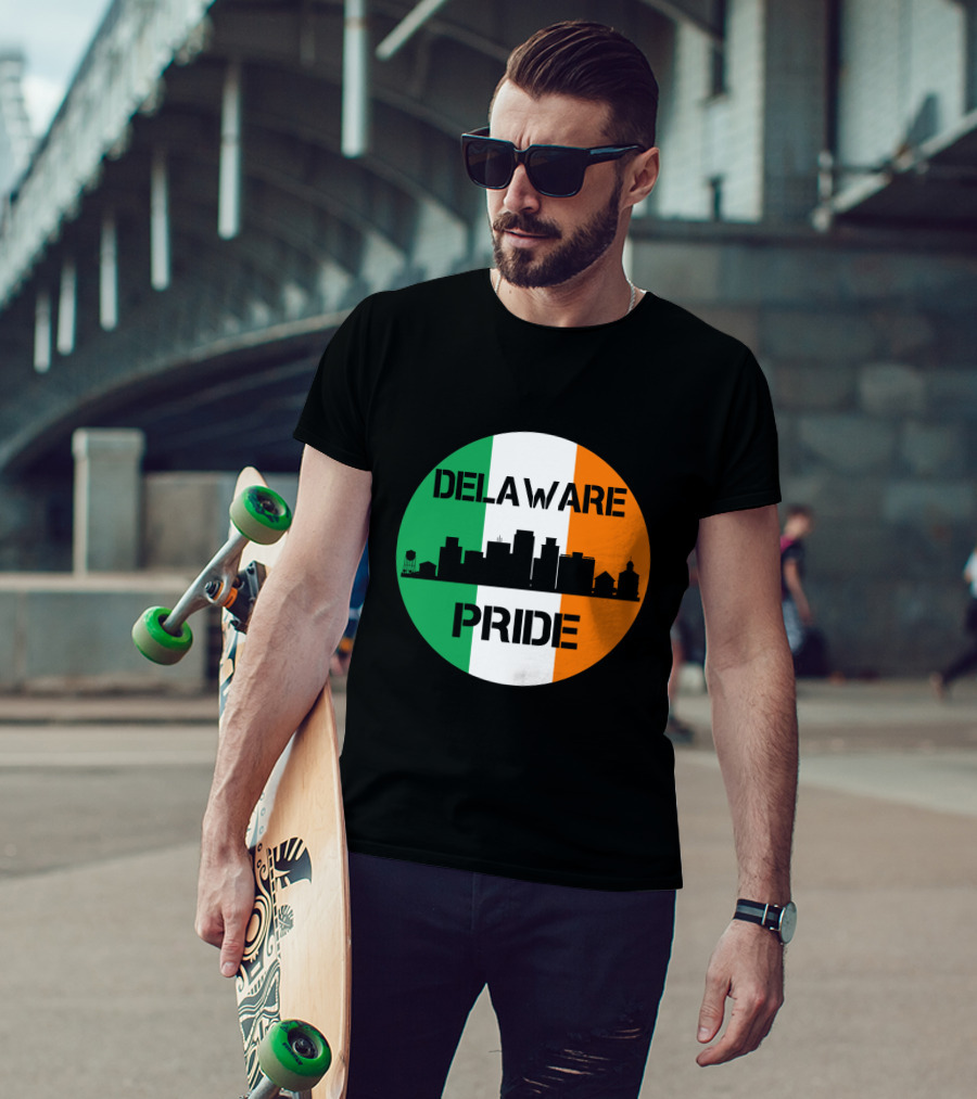 Delaware Pride Skyline Irish Flag T-Shirt