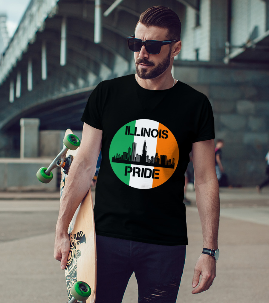 Illinois Pride Skyline Irish Flag T-Shirt