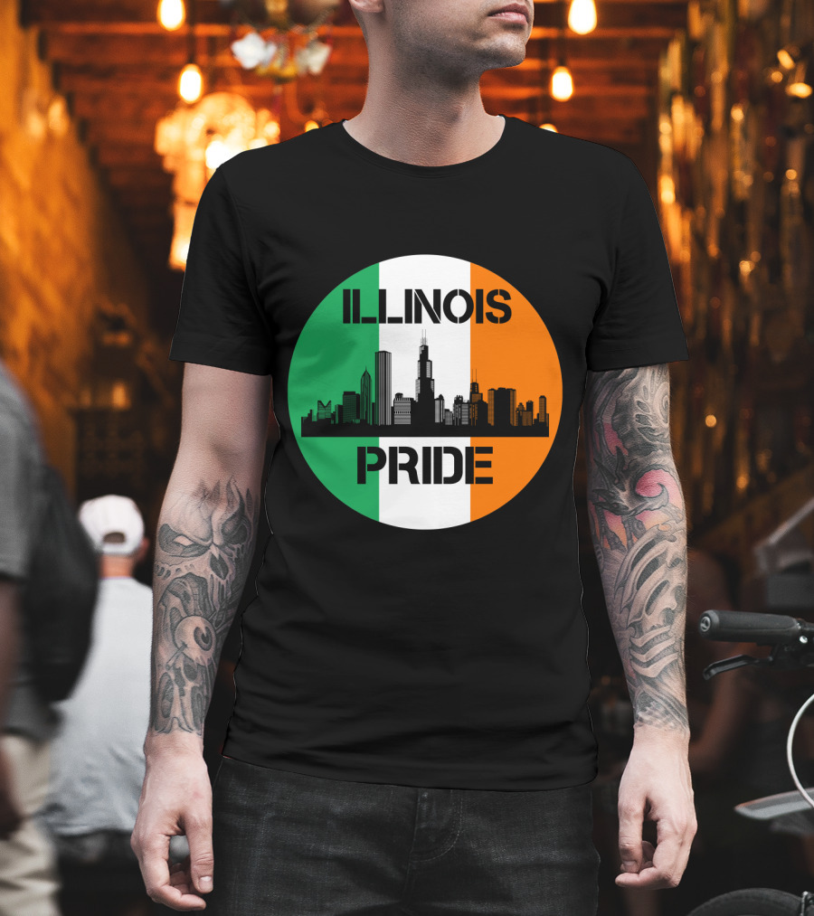 Illinois Pride Skyline Irish Flag T-Shirt