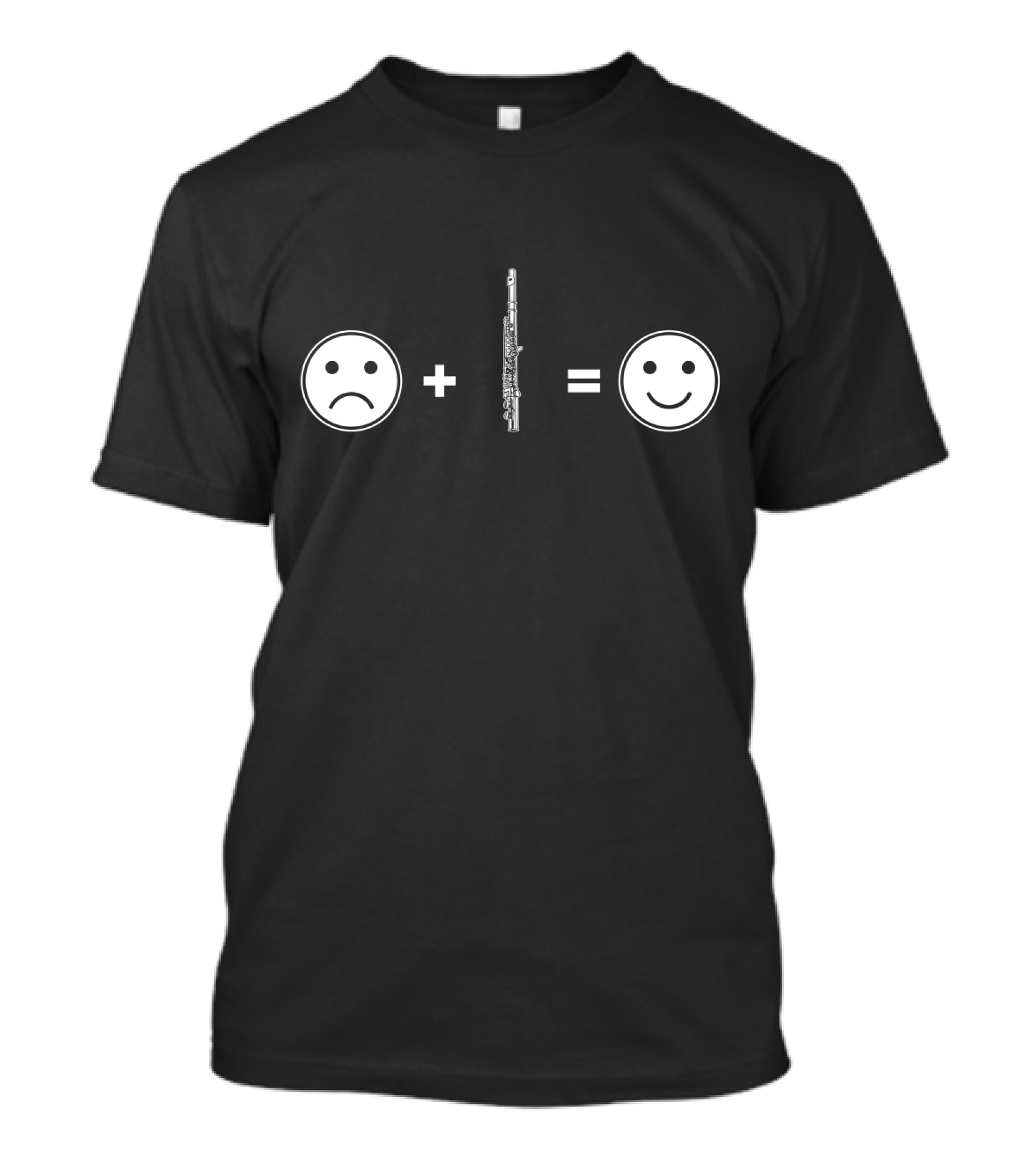 Flute Plus Equals Happiness Smiley Faces Formula T-Shirt