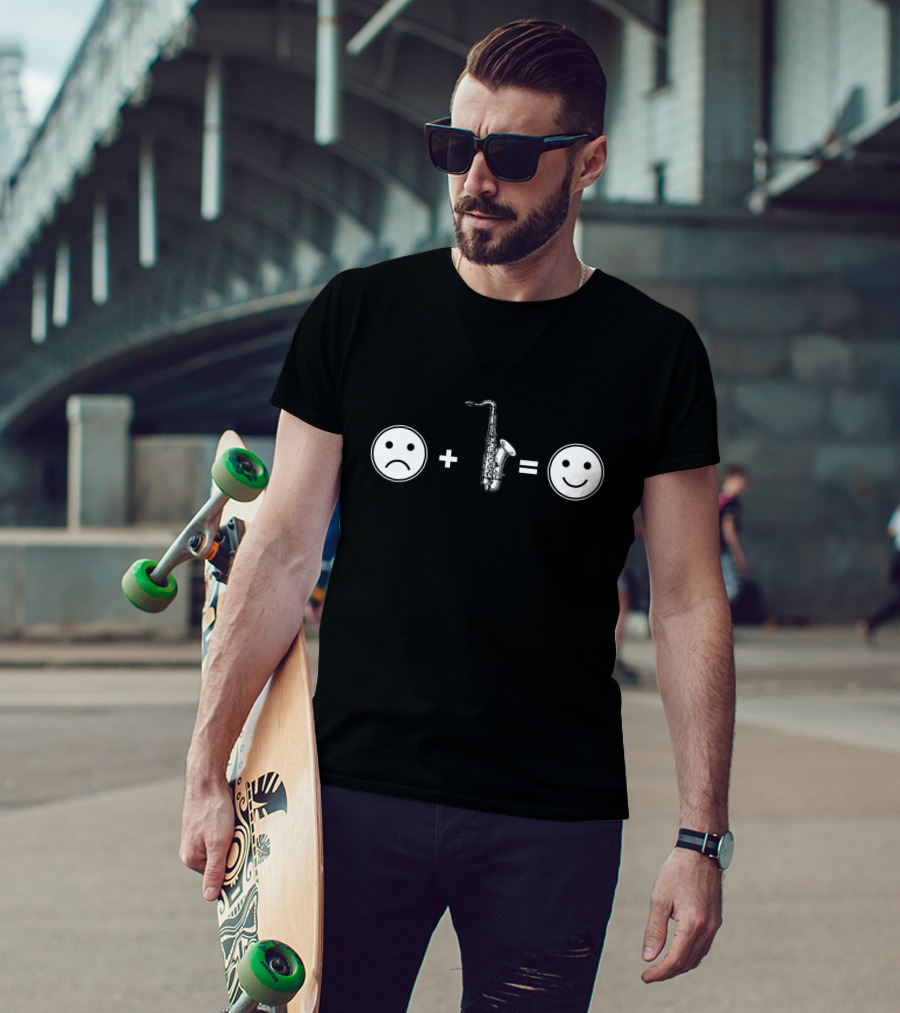 Sad Face Plus Saxophone Equals Happy Face T-Shirt