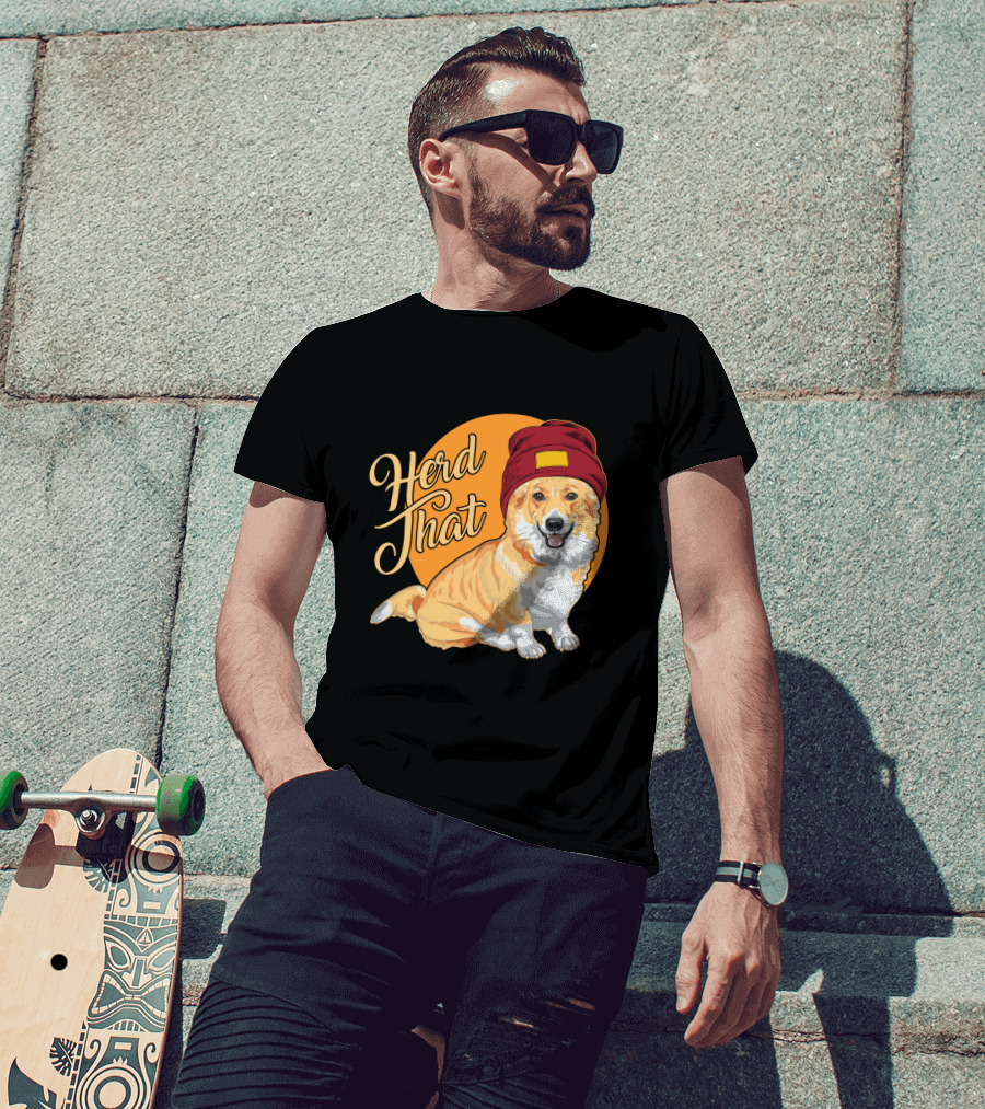 Herd That Corgi In A Beanie For Animal Lovers T-Shirt