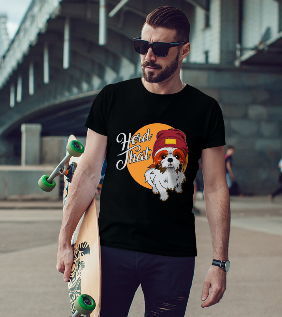 Herd That Shih Tzu Animal Lover Dog With Hat Sketch T-Shirt