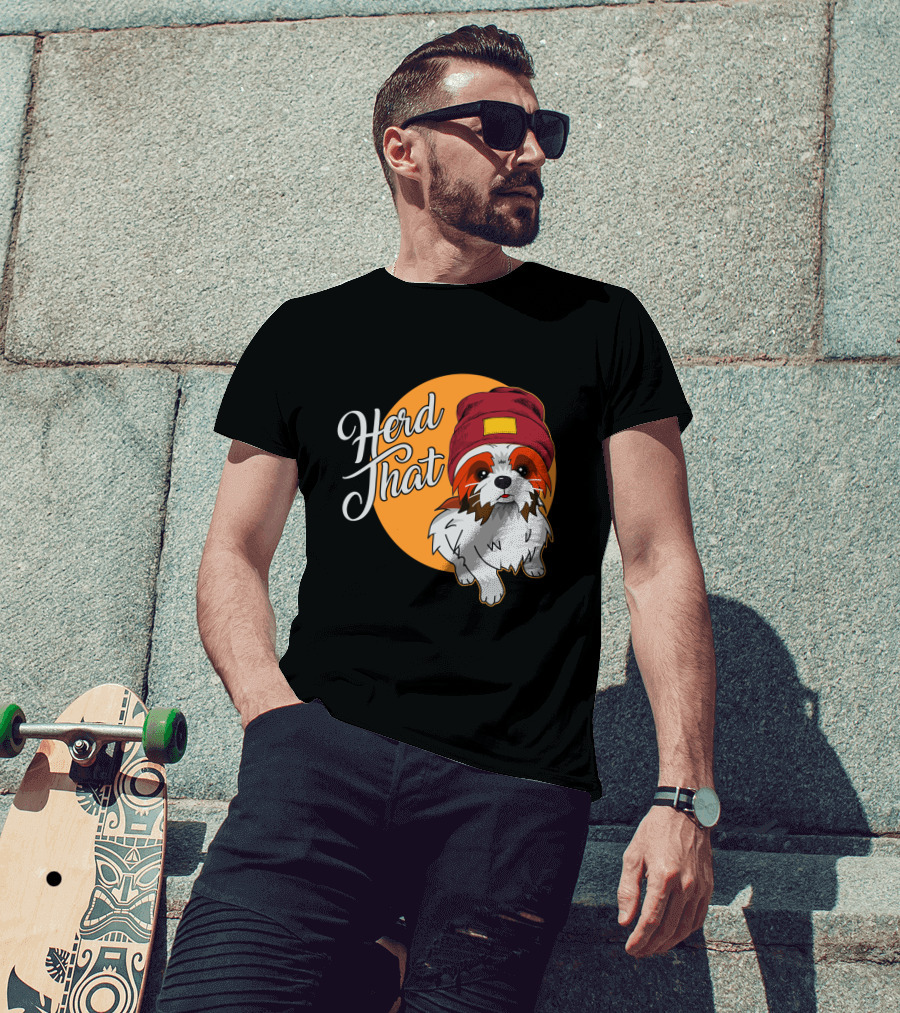 Herd That Shih Tzu Animal Lover Dog With Hat Sketch T-Shirt