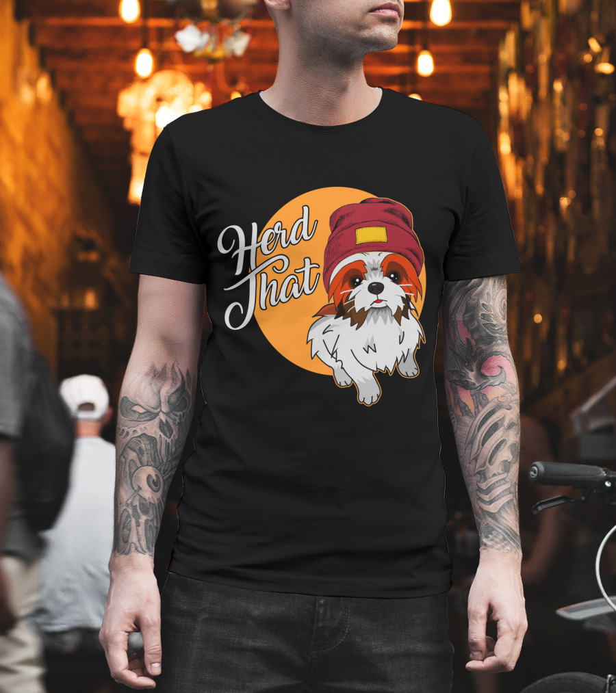 Herd That Shih Tzu Animal Lover Dog With Hat Sketch T-Shirt