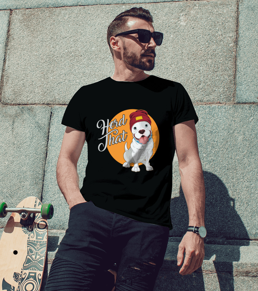 Herd That Funny Pitbull Animal Lover Dog Beanie T-Shirt