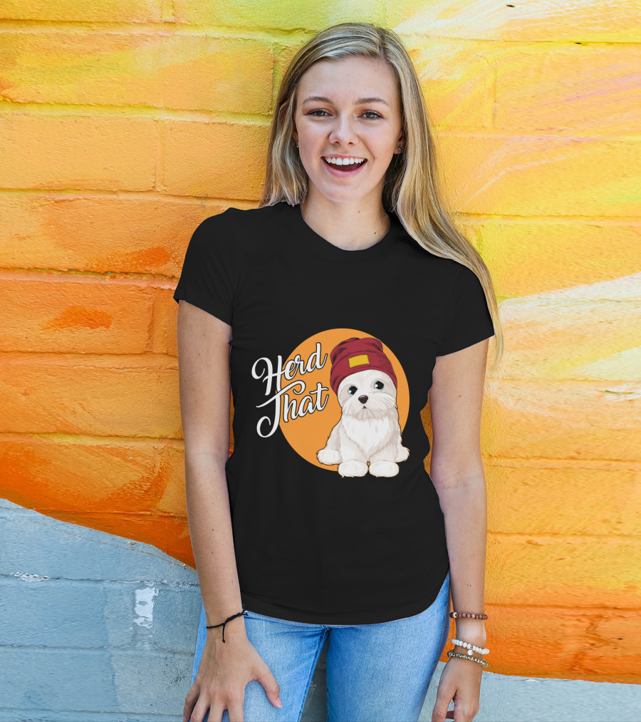 Herd That Funny Maltese Dog Lover Beanie T-Shirt