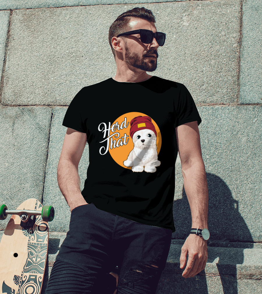 Herd That Funny Maltese Dog Lover Beanie T-Shirt