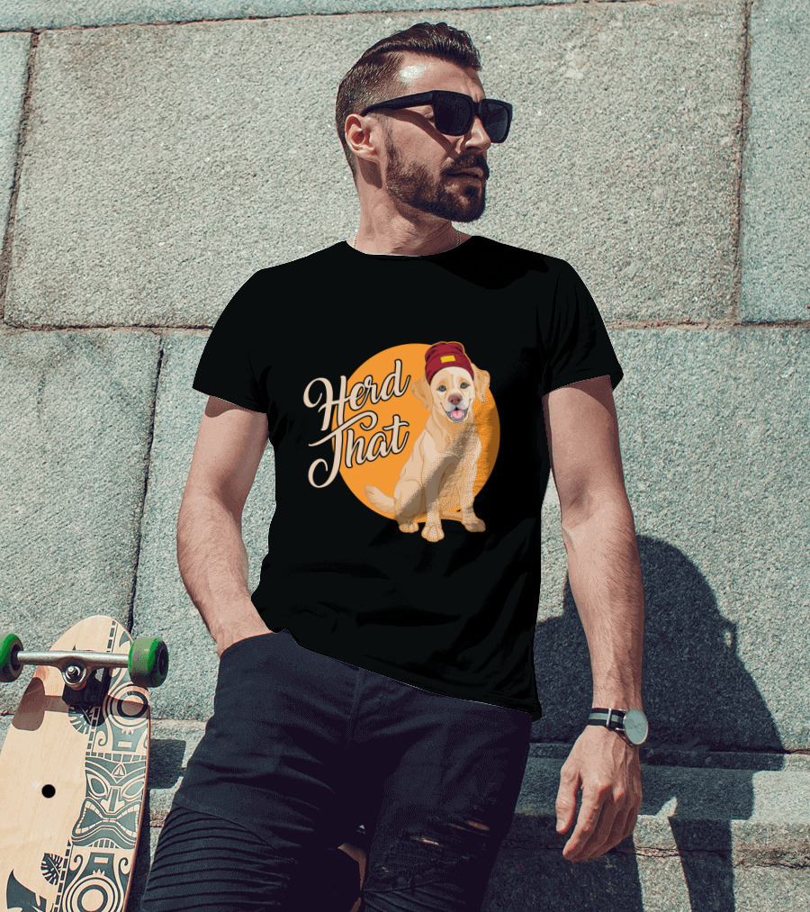 Herd That Funny Labrador Animal Lover Dog Wearing Beanie T-Shirt