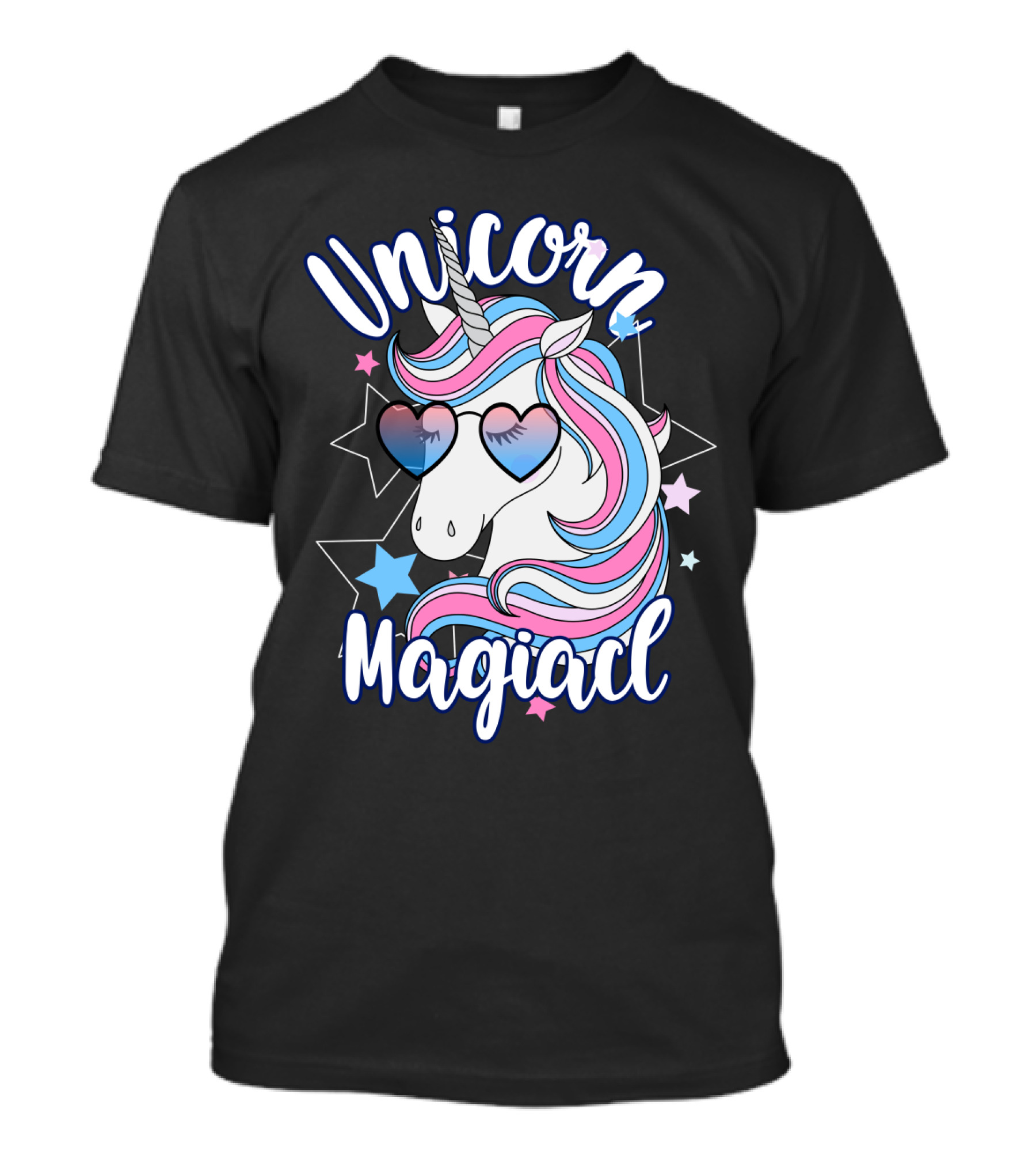 Unicorn Magiacl Rainbow Heart Sunglasses Stars T-Shirt