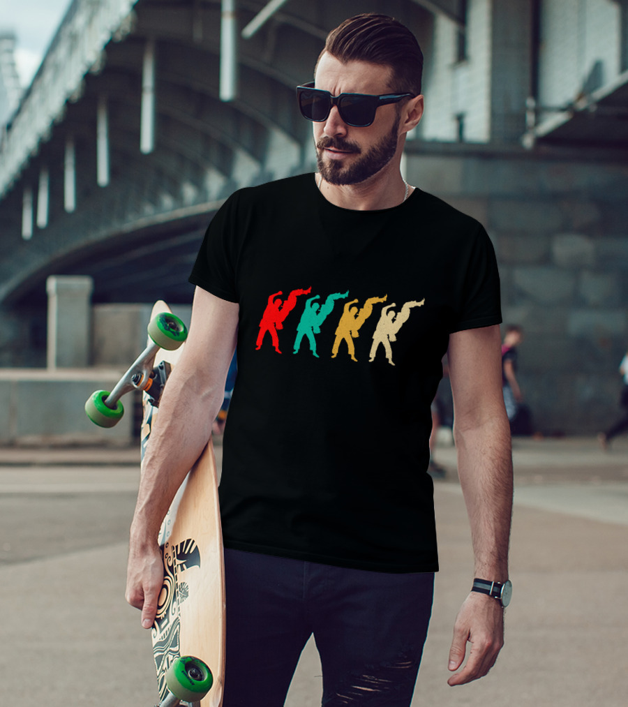 Vintage Jiu Jitsu Colorful Silhouettes Martial Arts T-Shirt