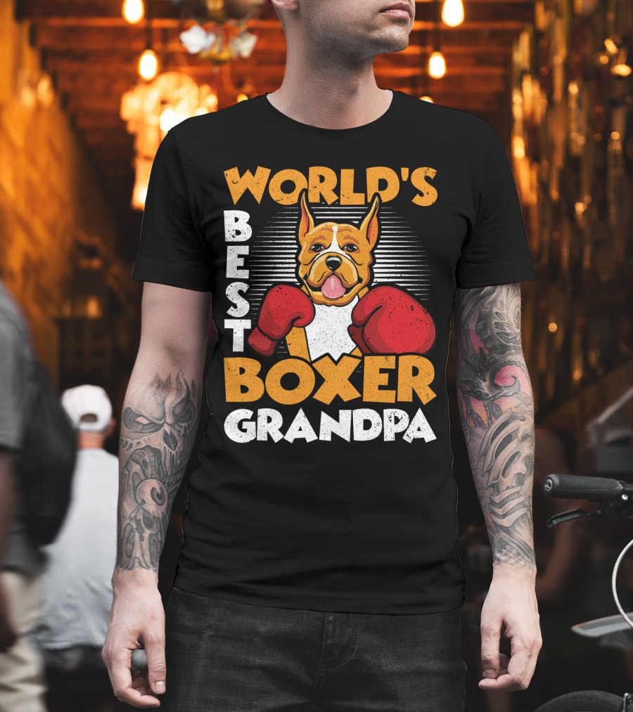 World's Best Boxer Grandpa Red Gloves Dog T-Shirt