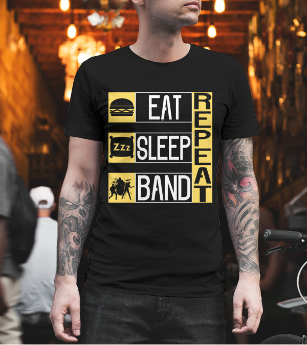 Eat Sleep Band Repeat Music Burger Pillow Icons T-Shirt Eat Sleep Band Repeat Music Burger Pillow Icons T-Shirt