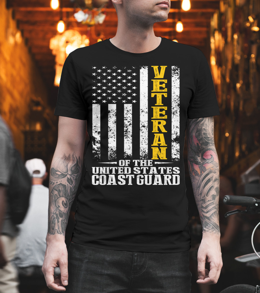 Veteran Of The United States Coast Guard USA Flag T-Shirt