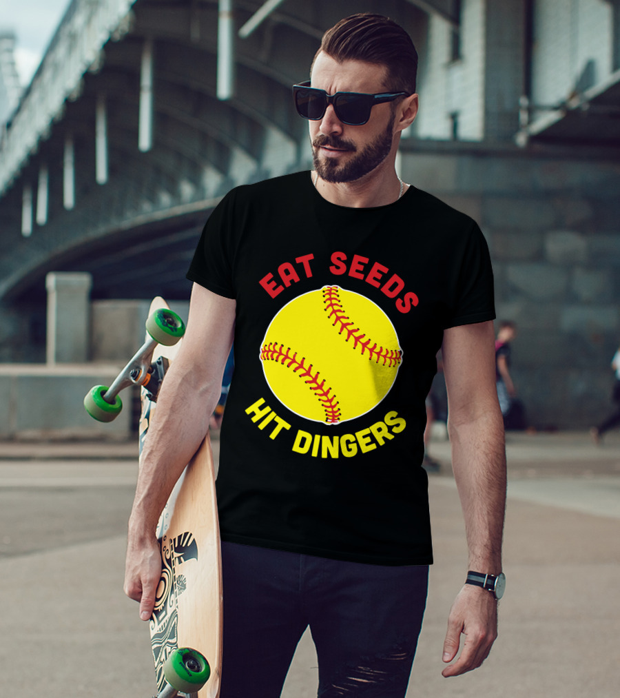Eat Seeds Hit Dingers Softball Yellow T-Shirt