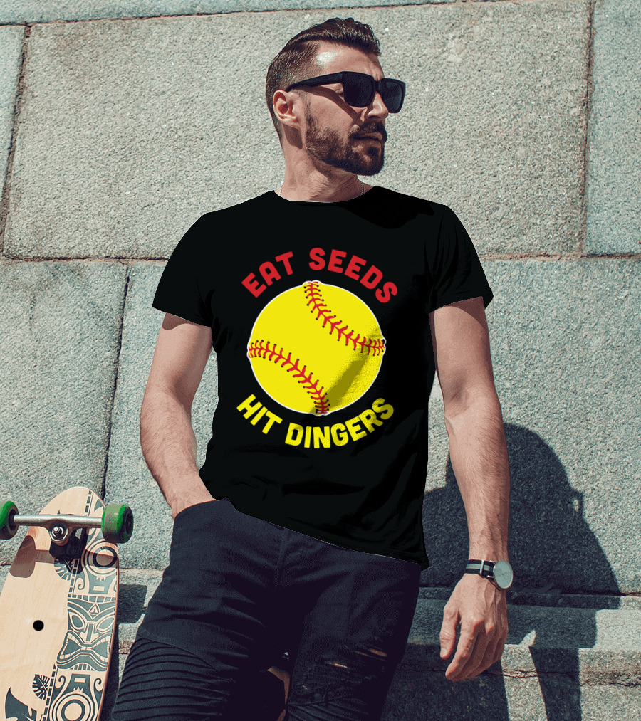 Eat Seeds Hit Dingers Softball Yellow T-Shirt