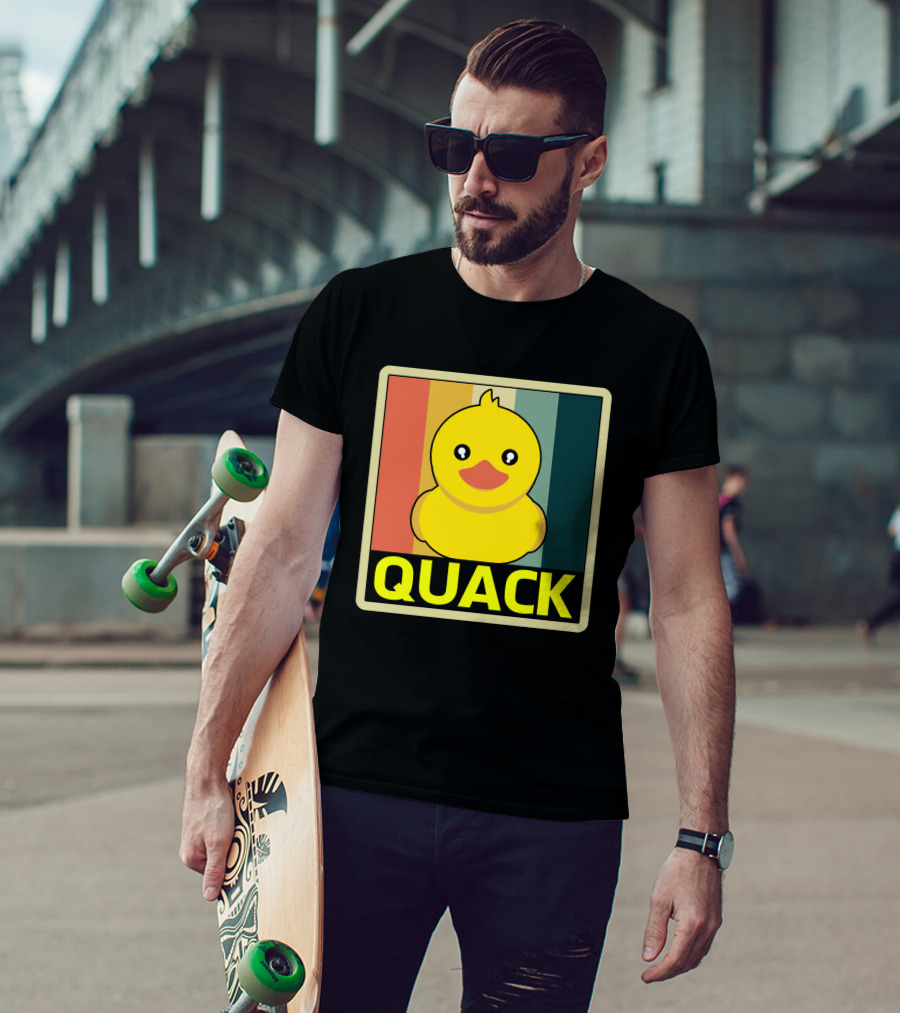 Vintage Rubber Duck Quack Retro Stripes T-Shirt