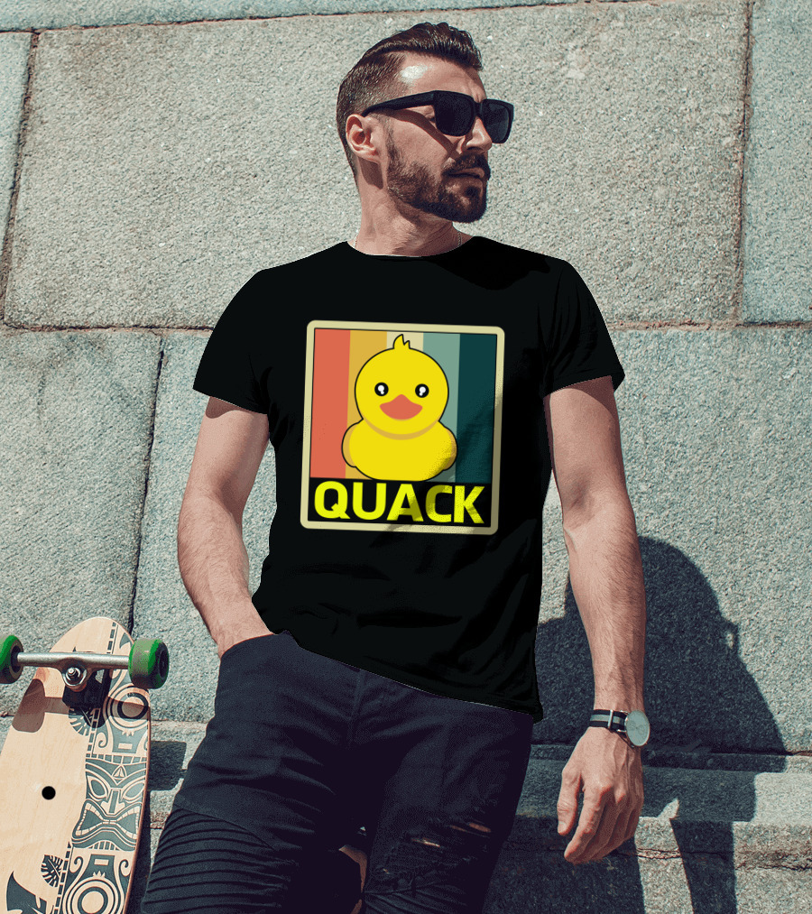 Vintage Rubber Duck Quack Retro Stripes T-Shirt