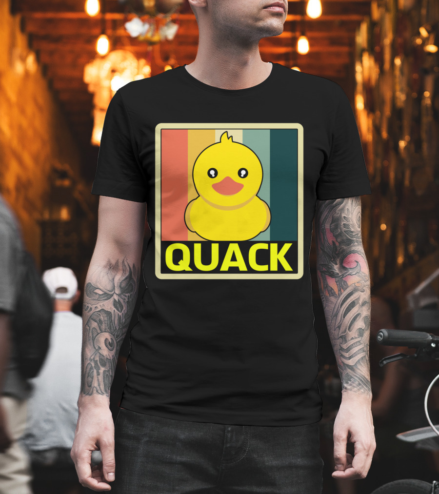 Vintage Rubber Duck Quack Retro Stripes T-Shirt