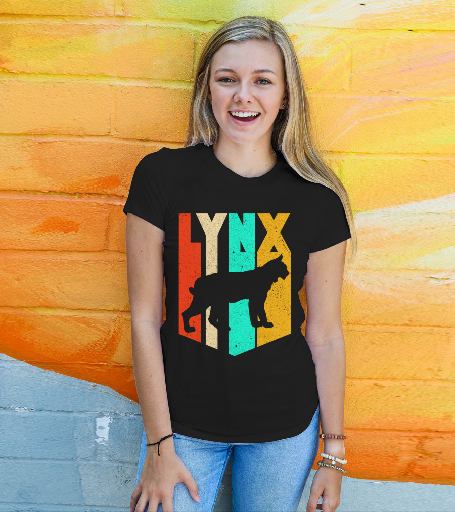LYNX Retro Wildlife Silhouette Typography T-Shirt