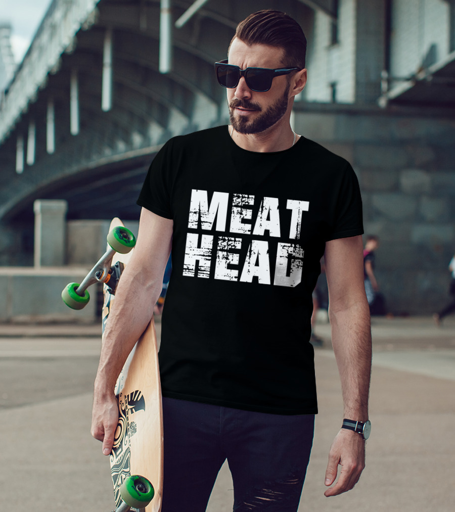 MEAT HEAD Pixelated Lettering Bold White T-Shirt