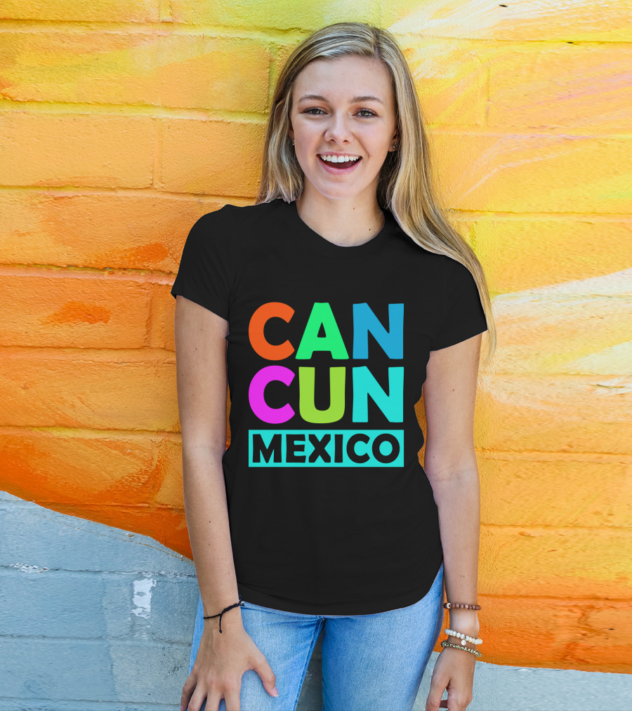 Cancun Mexico Vibrant Block Lettering T-Shirt