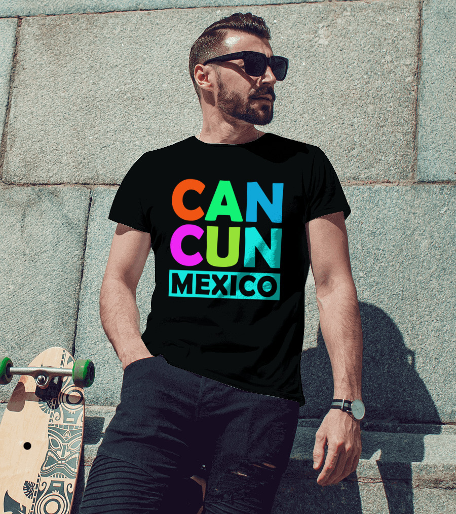 Cancun Mexico Vibrant Block Lettering T-Shirt