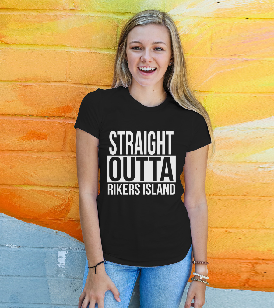 Straight Outta Rikers Island Typography Emphasizing T-Shirt