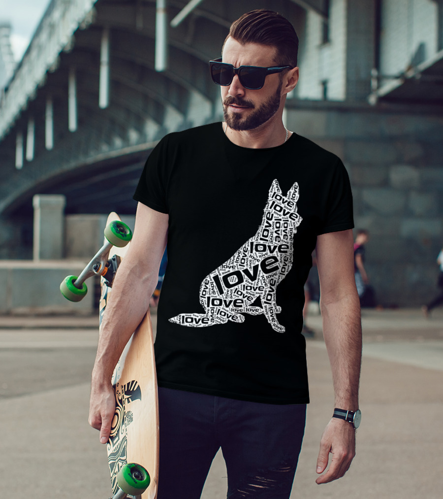 German Shepherd Love Word Art Dog T-Shirt