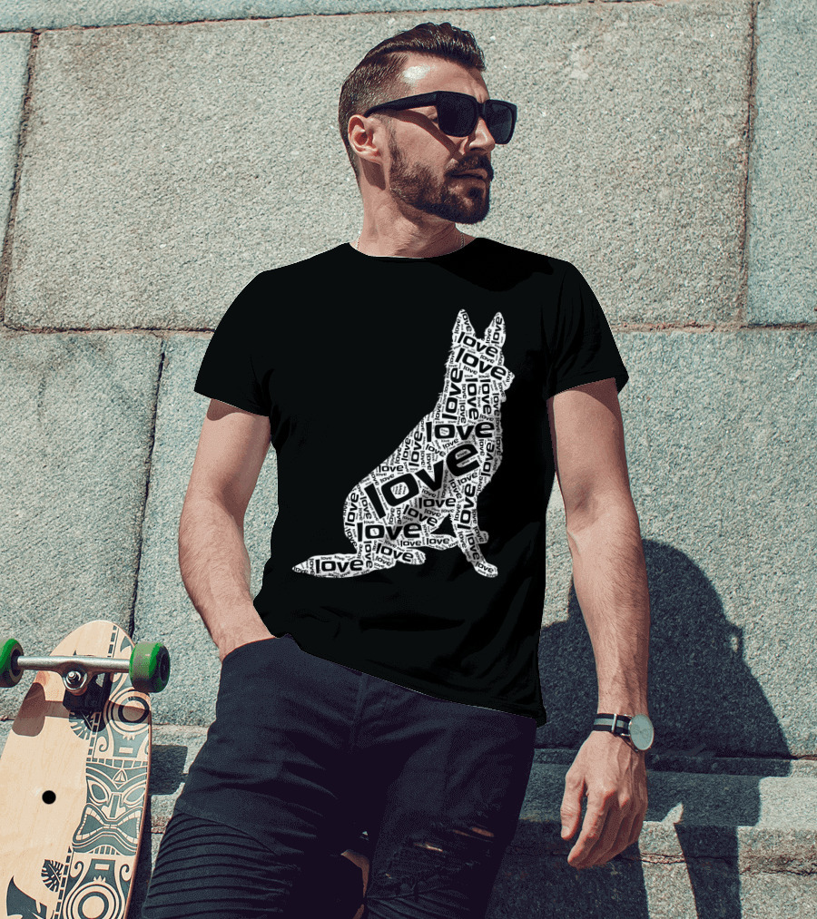 German Shepherd Love Word Art Dog T-Shirt