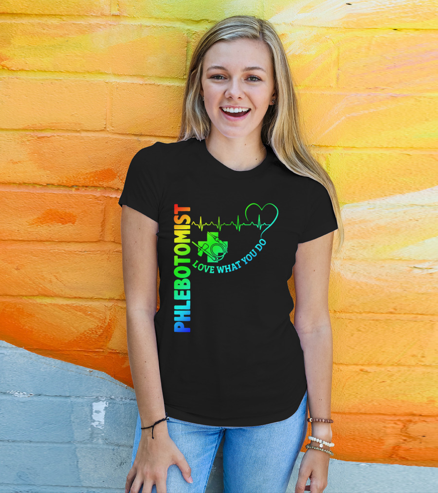 Phlebotomist Love What You Do Heartbeat Iconic Medical T-Shirt