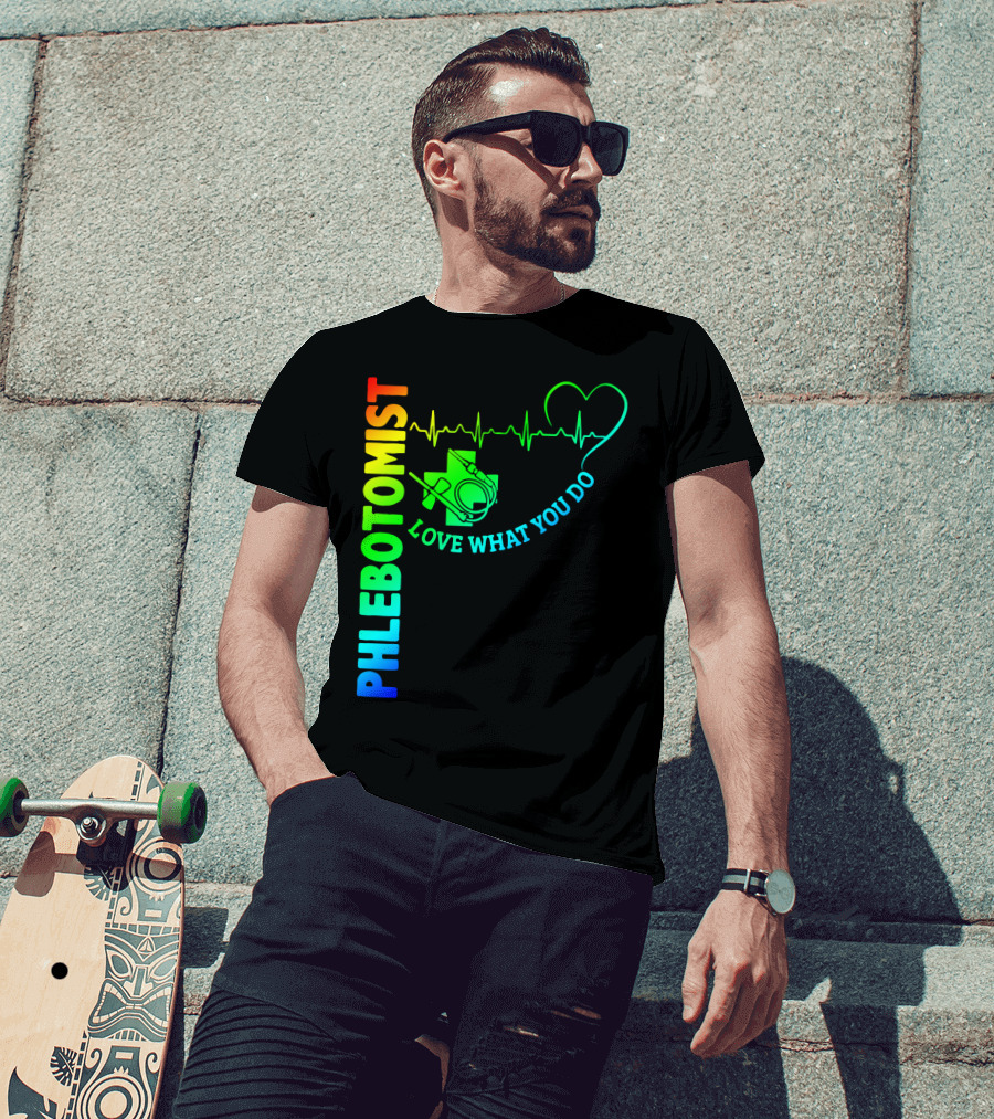 Phlebotomist Love What You Do Heartbeat Iconic Medical T-Shirt