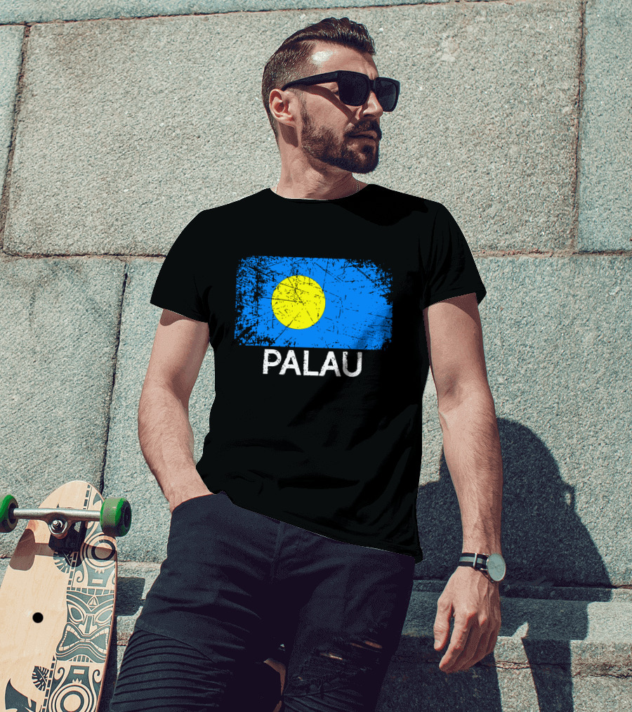 Vintage Palauan Flag Graphic Palau T-Shirt