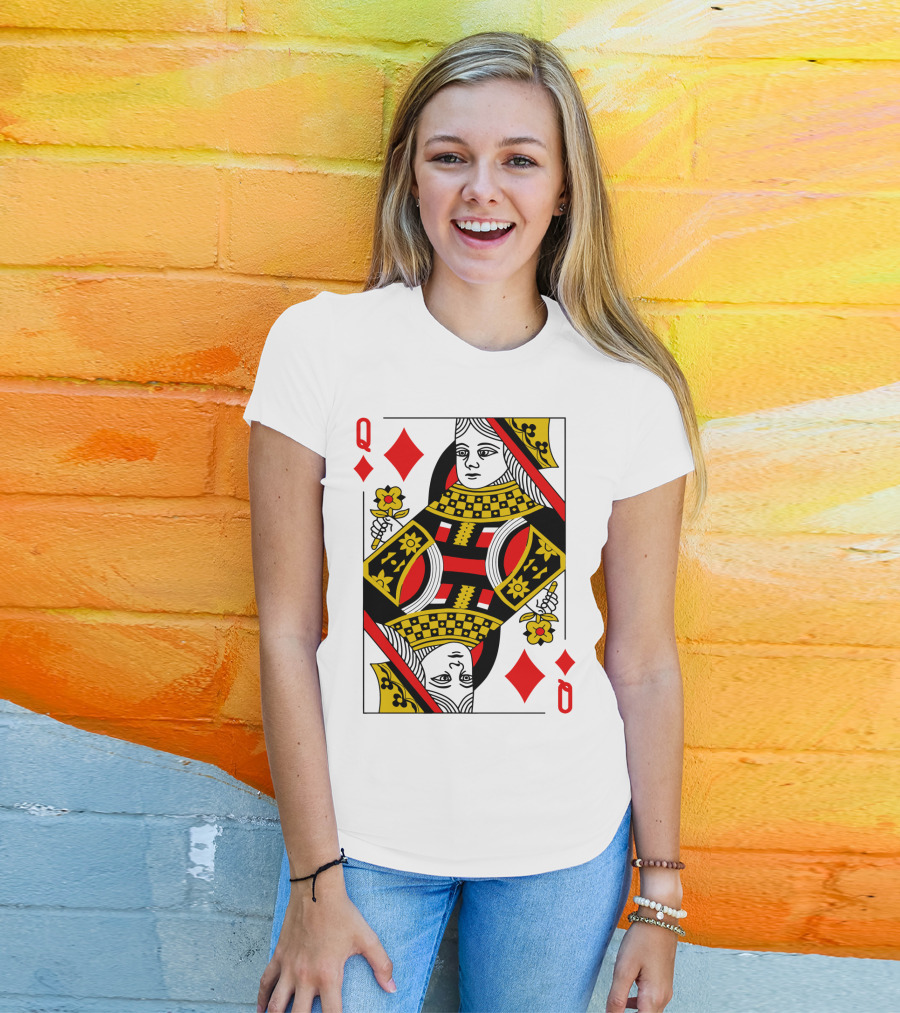 Queen Of Diamonds Poker Card Halloween Group Costume T-Shirt
