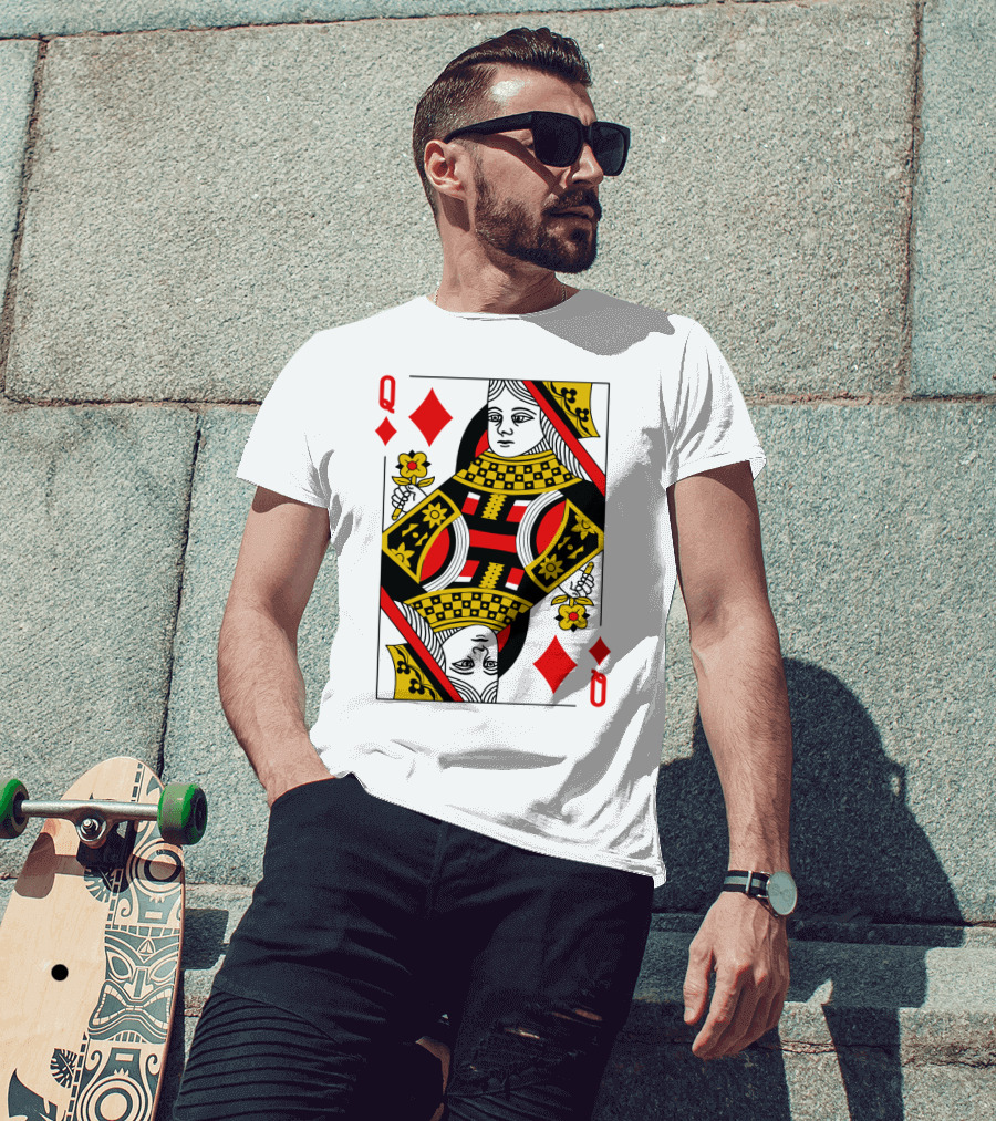 Queen Of Diamonds Poker Card Halloween Group Costume T-Shirt