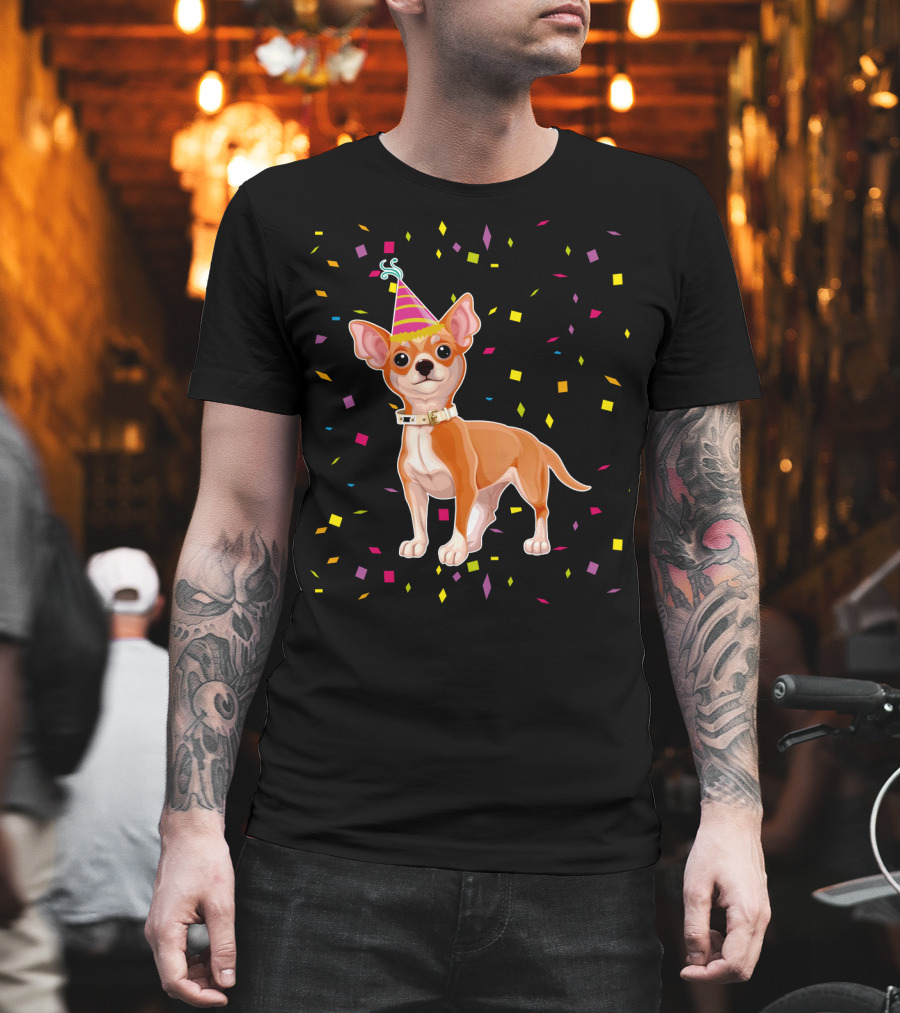 Birthday Chihuahua Party Hat Confetti T-Shirt