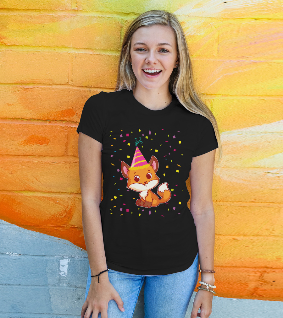 Funny Fox Birthday Confetti T-Shirt