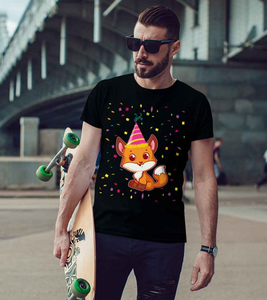 Funny Fox Birthday Confetti T-Shirt