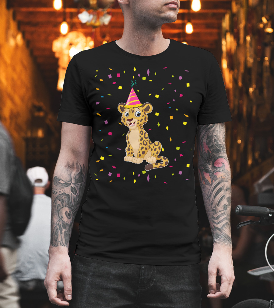 Funny Cheetah Birthday Party Hat Confetti T-Shirt